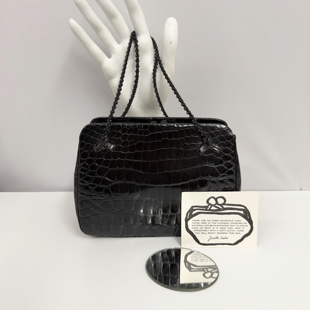 Vintage Judith Leiber Alligator  Crystals Purse Bag Black